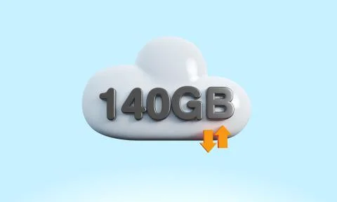 3d rendering cloud download upload sync Stock Illustration