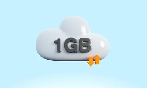 3d rendering cloud download upload sync Stock Illustration