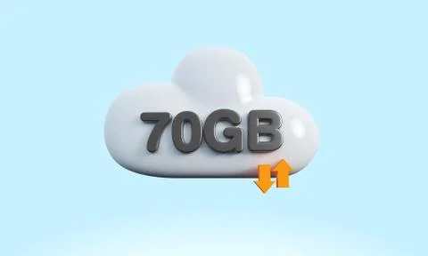 3d rendering cloud download upload sync Stock Illustration