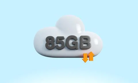 3d rendering cloud download upload sync Stock Illustration