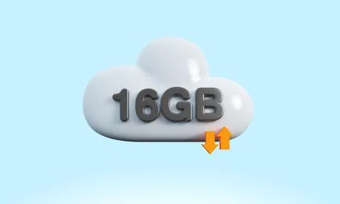 3d rendering cloud download upload sync Stock Illustration