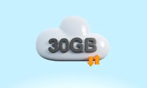 3d rendering cloud download upload sync Stock Illustration