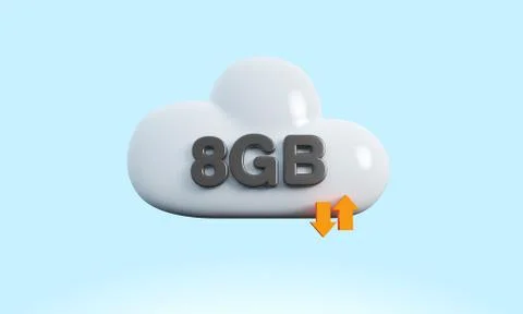 3d rendering cloud download upload sync Stock Illustration