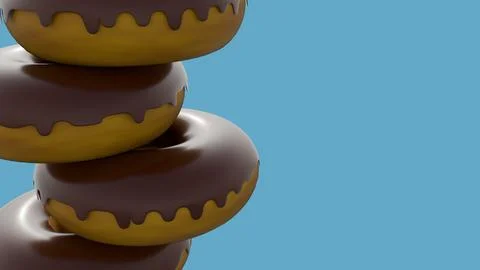 A 3D rendering of cluster of chocolate-frosted donuts Stock Illustration