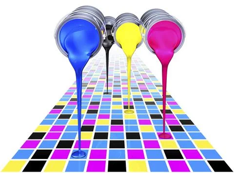 3D rendering of a cmyk color concept Ilustración de archivo