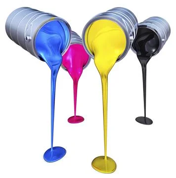 3D rendering of a cmyk color concept Ilustración de archivo