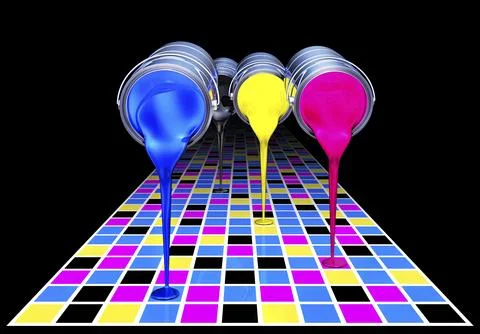 3D rendering of a cmyk color concept Ilustración de archivo