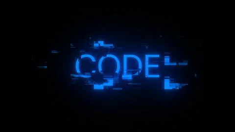 3D rendering code text with screen effects of technological glitches 库存插图