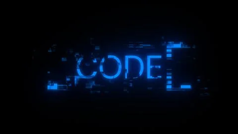3D rendering code text with screen effects of technological glitches Illustrazione stock