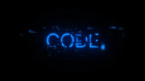 3D rendering code text with screen effects of technological glitches Stock Illustration