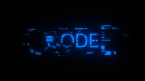 3D rendering code text with screen effects of technological glitches 库存插图