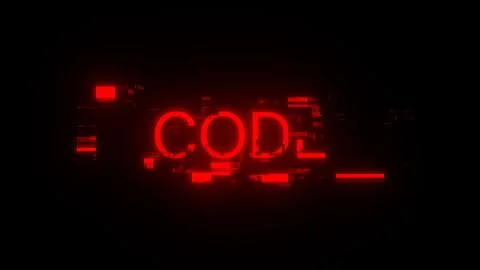 3D rendering code text with screen effects of technological glitches 库存插图