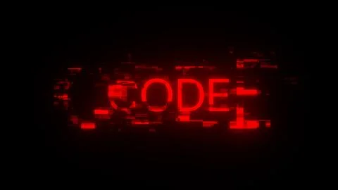 3D rendering code text with screen effects of technological glitches 库存插图