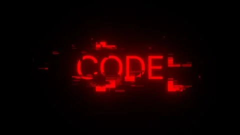 3D rendering code text with screen effects of technological glitches 库存插图
