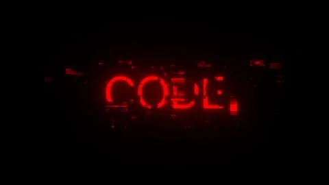 3D rendering code text with screen effects of technological glitches Stock-Illustration