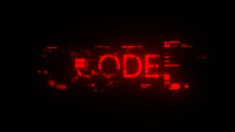 3D rendering code text with screen effects of technological glitches 库存插图