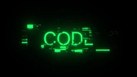 3D rendering code text with screen effects of technological glitches Illustrazione stock