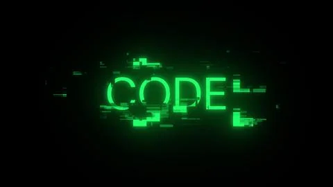 3D rendering code text with screen effects of technological glitches Stock Illustration