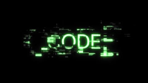 3D rendering code text with screen effects of technological glitches Stock Illustration