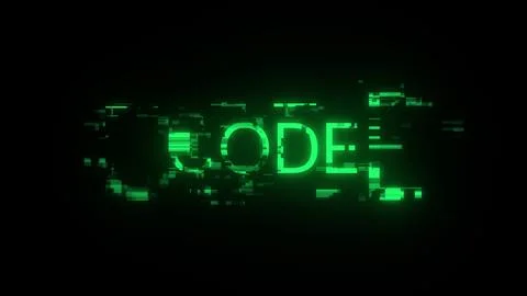 3D rendering code text with screen effects of technological glitches Stock Illustration