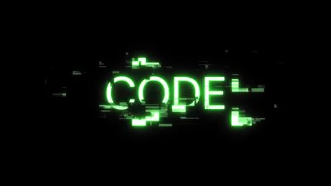 3D rendering code text with screen effects of technological glitches 库存插图