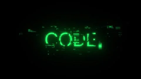 3D rendering code text with screen effects of technological glitches Stock Illustration