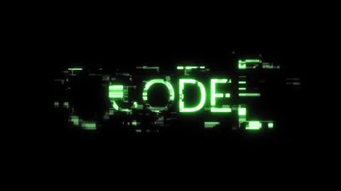 3D rendering code text with screen effects of technological glitches 스톡 일러스트