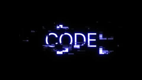 3D rendering code text with screen effects of technological glitches 库存插图