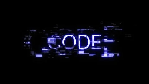 3D rendering code text with screen effects of technological glitches Illustrazione stock