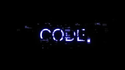 3D rendering code text with screen effects of technological glitches Stock Illustration