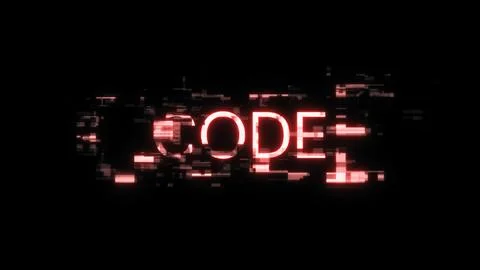 3D rendering code text with screen effects of technological glitches 库存插图