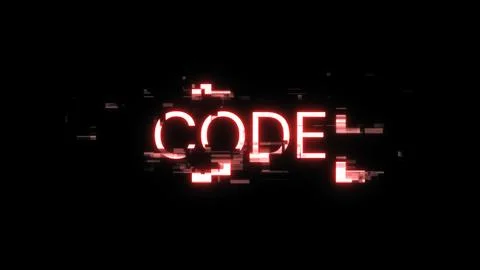 3D rendering code text with screen effects of technological glitches Stock Illustration