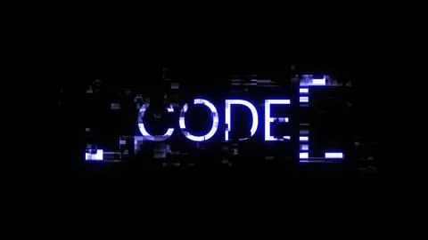 3D rendering code text with screen effects of technological glitches 库存插图