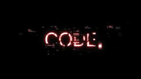3D rendering code text with screen effects of technological glitches 库存插图