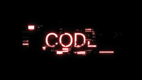 3D rendering code text with screen effects of technological glitches Illustrazione stock