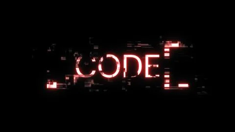 3D rendering code text with screen effects of technological glitches Illustrazione stock