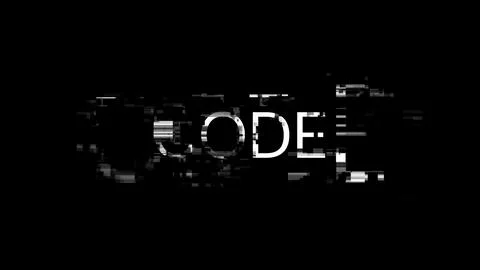 3D rendering code text with screen effects of technological glitches 库存插图