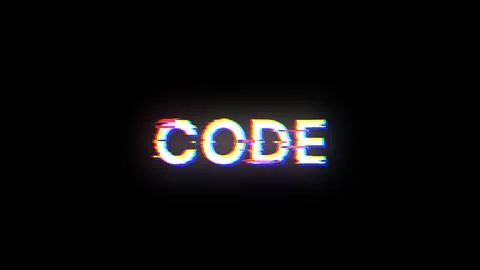 3D rendering code text with screen effects of technological glitches 库存插图