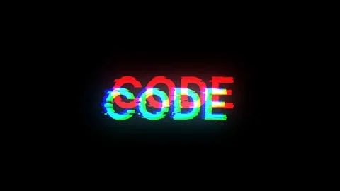 3D rendering code text with screen effects of technological glitches 库存插图