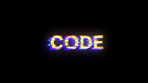 3D rendering code text with screen effects of technological glitches Stock Illustration