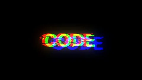3D rendering code text with screen effects of technological glitches 库存插图