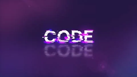 3D rendering code text with screen effects of technological glitches 库存插图