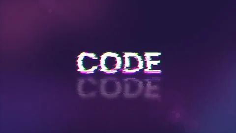 3D rendering code text with screen effects of technological glitches Illustrazione stock