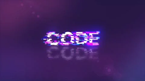 3D rendering code text with screen effects of technological glitches 库存插图