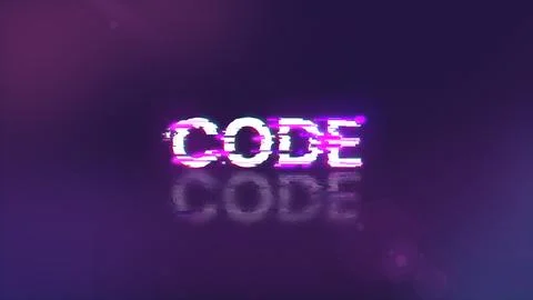 3D rendering code text with screen effects of technological glitches 库存插图