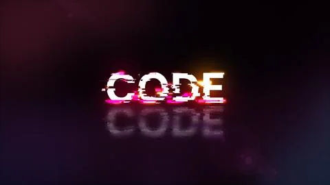 3D rendering code text with screen effects of technological glitches Stock Illustration