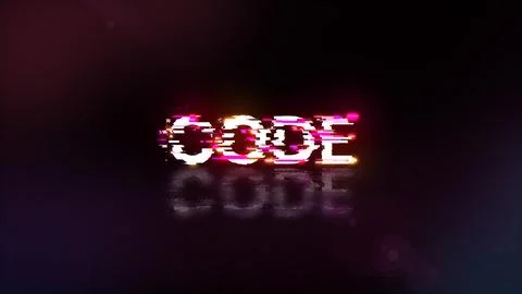 3D rendering code text with screen effects of technological glitches 库存插图