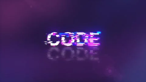 3D rendering code text with screen effects of technological glitches 库存插图