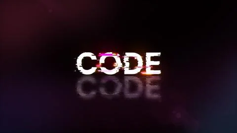 3D rendering code text with screen effects of technological glitches 库存插图