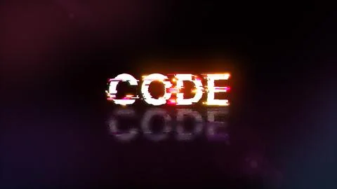 3D rendering code text with screen effects of technological glitches 库存插图
